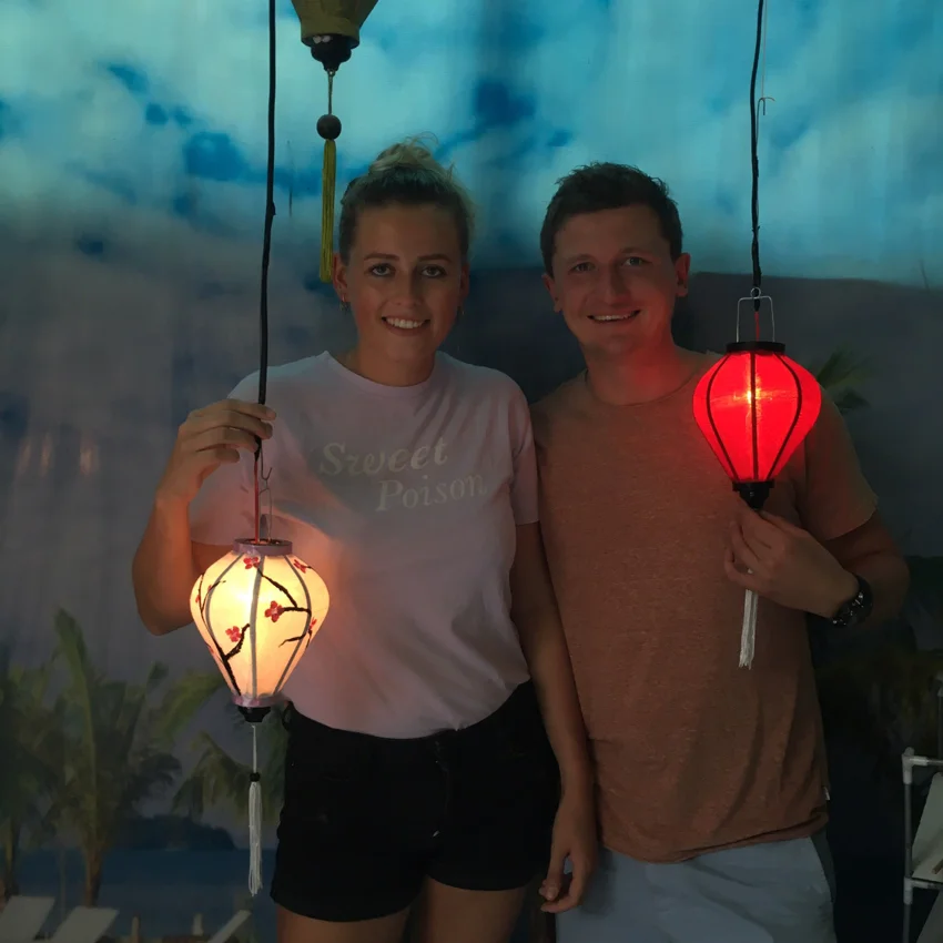Handmade silk lantern created during Hoi An lantern making class
