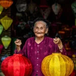 Hoi An lantern making class with tourists creating traditional lanterns