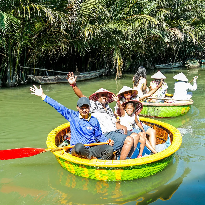 basket boat Hoi An ride through coconut village waterways