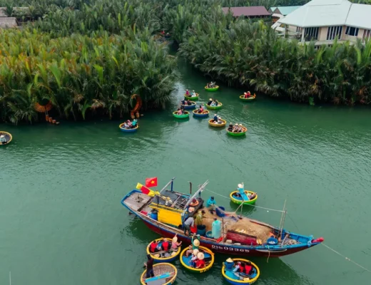 cam thanh coconut tour with basket boat in hoi an coconut forest