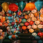 Hoi An Old Town lantern street at night with colorful lights