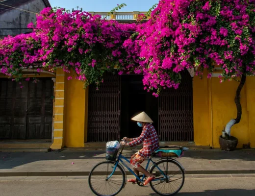 hoi an old town street yellow houses vietnam