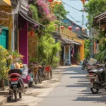 peaceful Hoi An Old Town street with lanterns