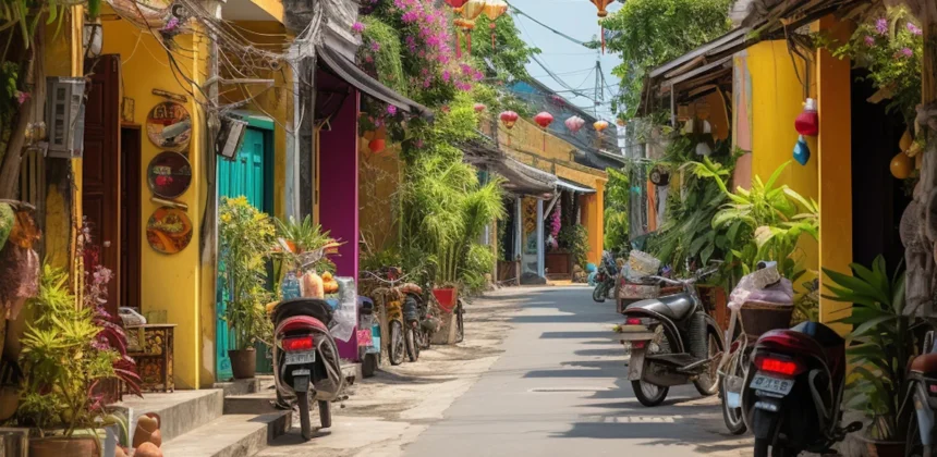 peaceful Hoi An Old Town street with lanterns