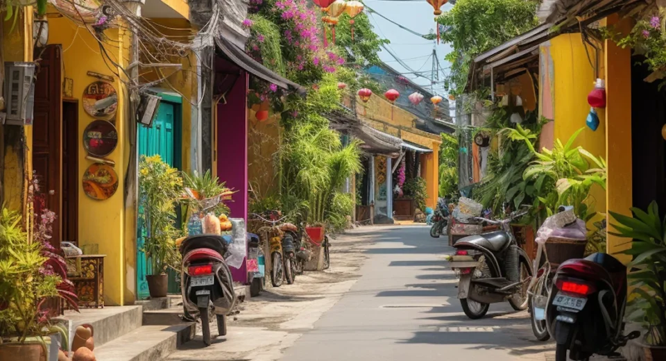 peaceful Hoi An Old Town street with lanterns