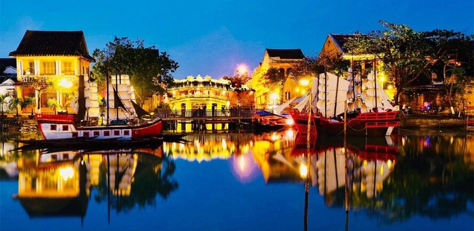 lantern boat hoi an at night in Hoi An Vietnam